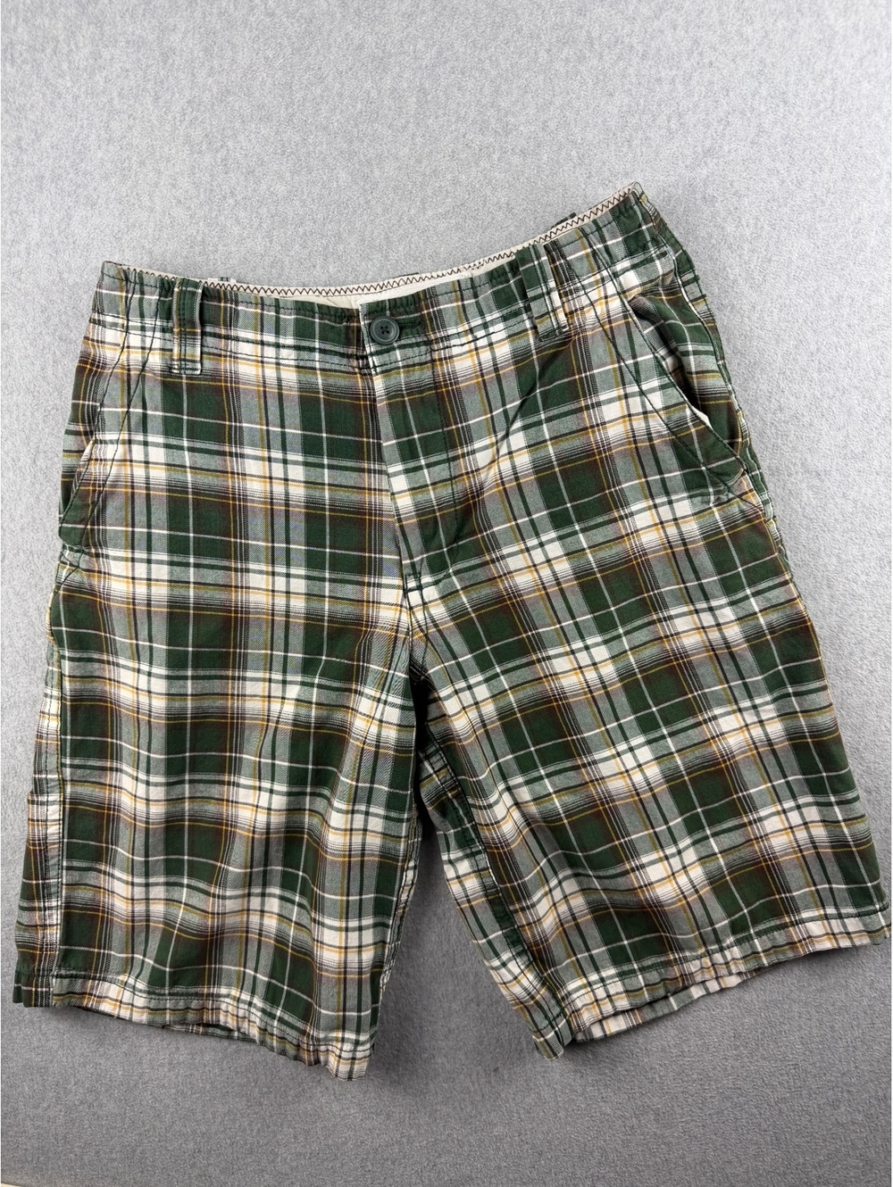 Aeropostale Mens 30 Green Plaid Shorts Cotton Flat Front Preppy Golf